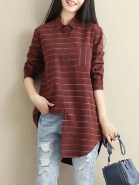 Women Loose Striped Blouses