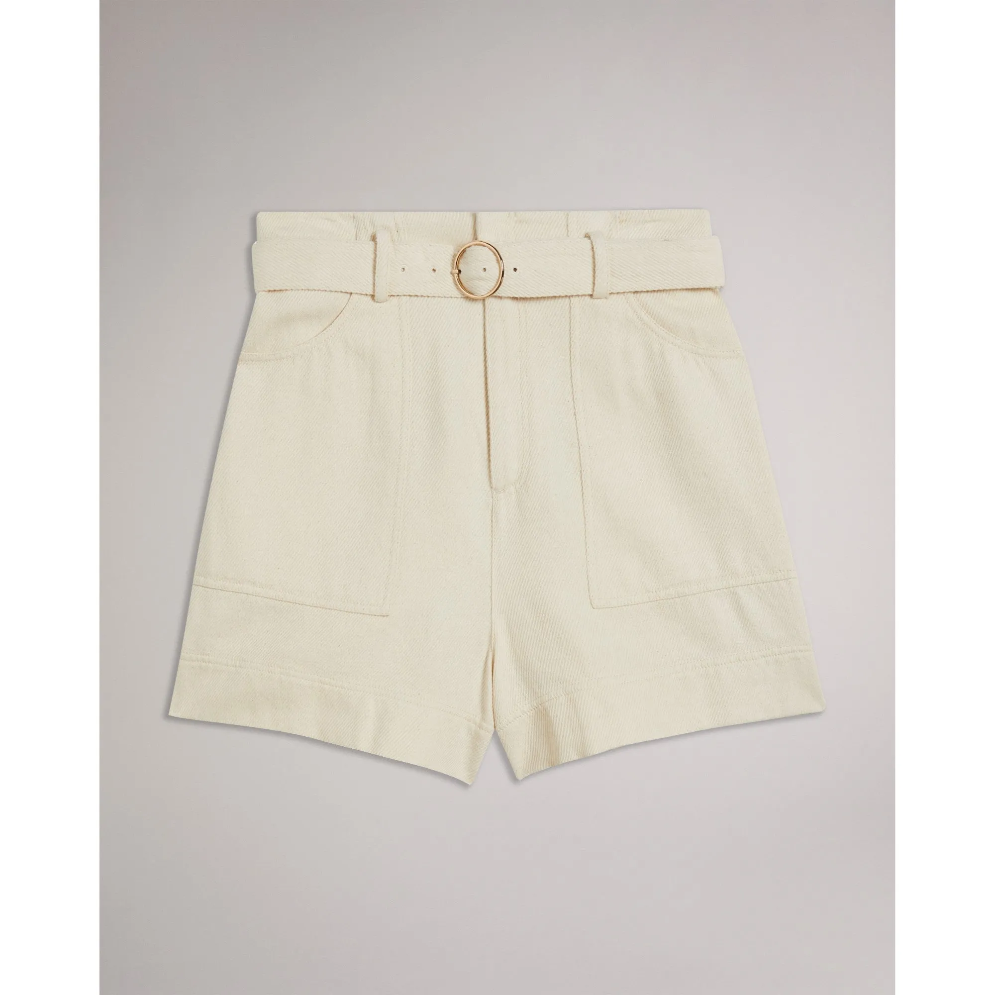 Women Wmt-Indigow-High Waisted Belted Shorts - Ivory