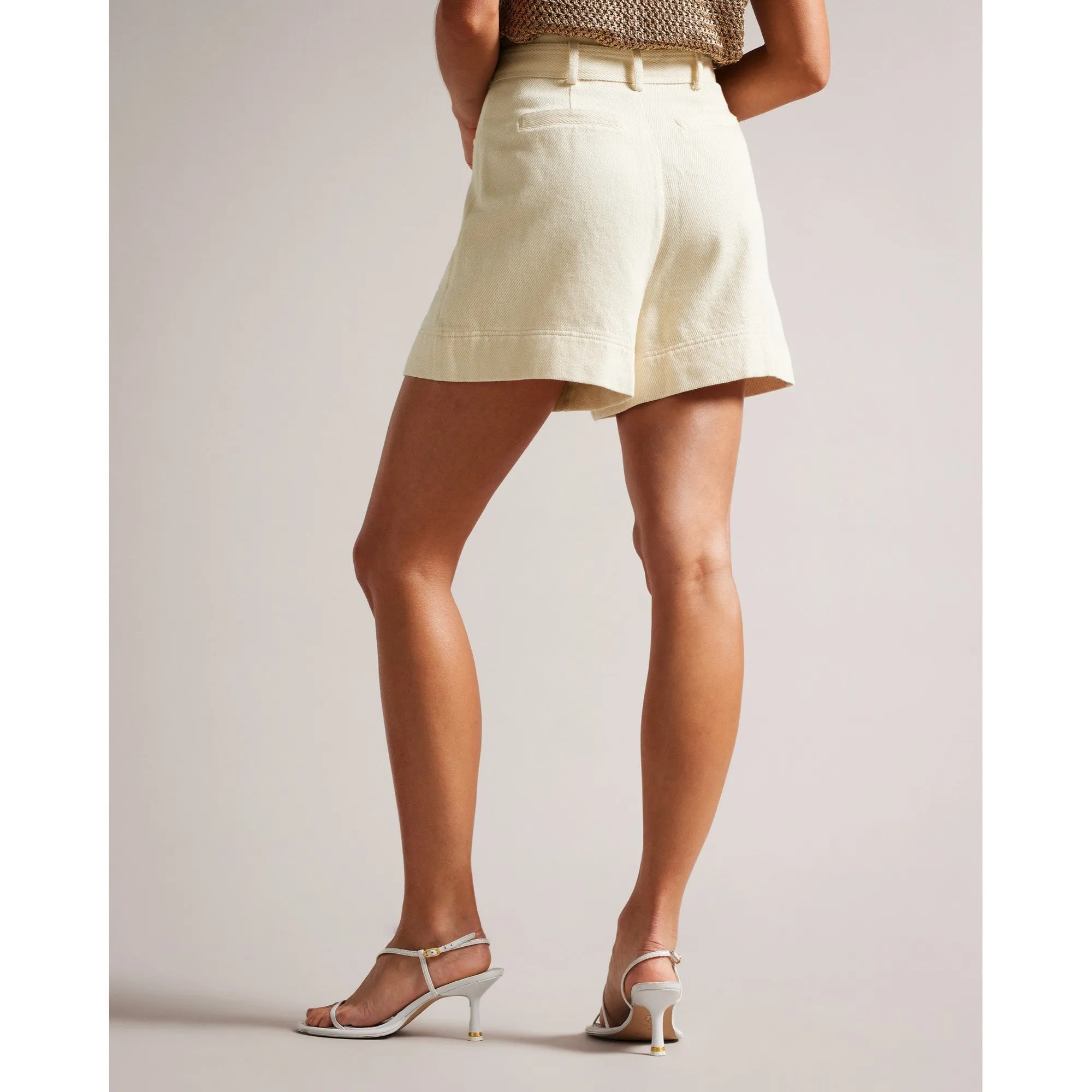 Women Wmt-Indigow-High Waisted Belted Shorts - Ivory