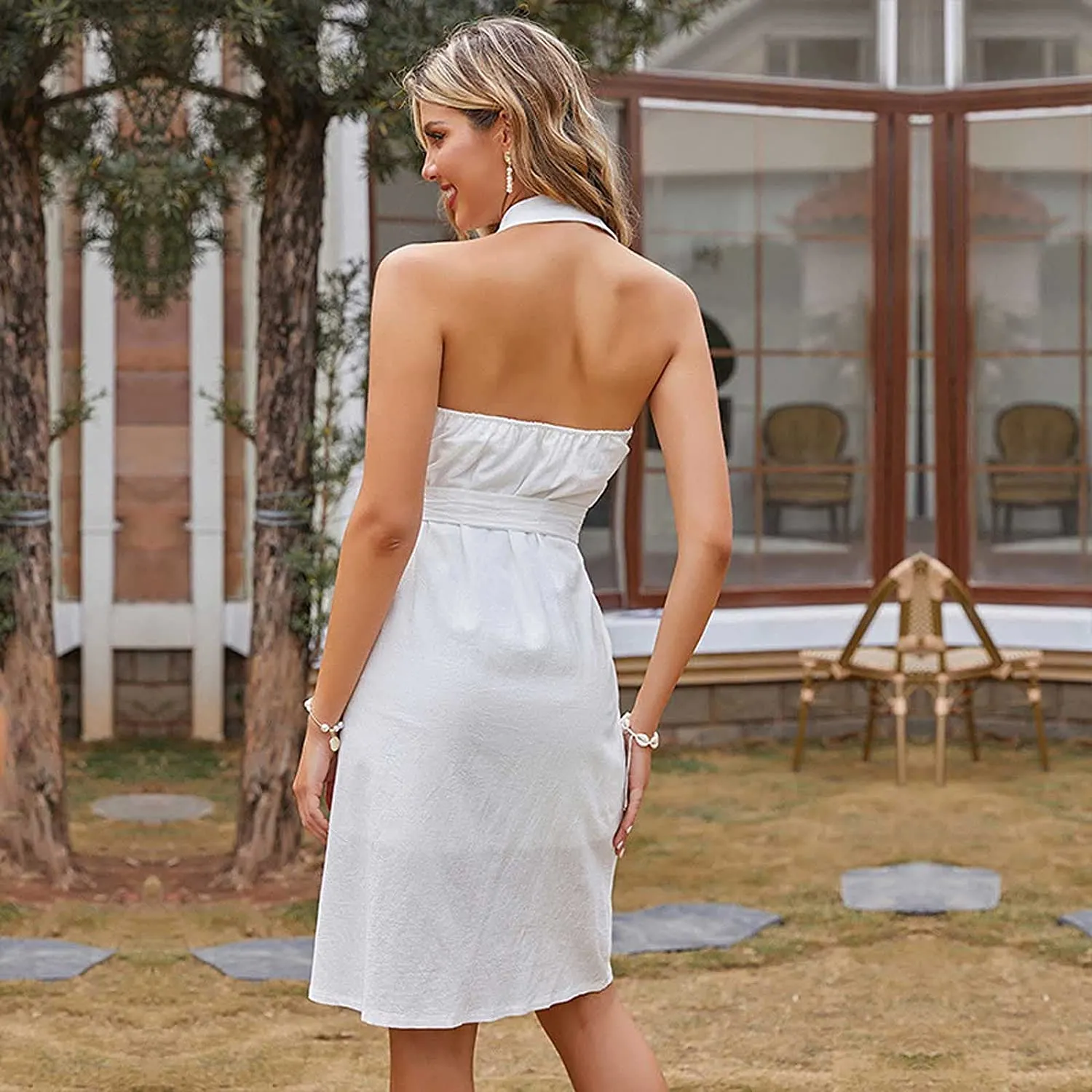 Women's Backless cotton dress