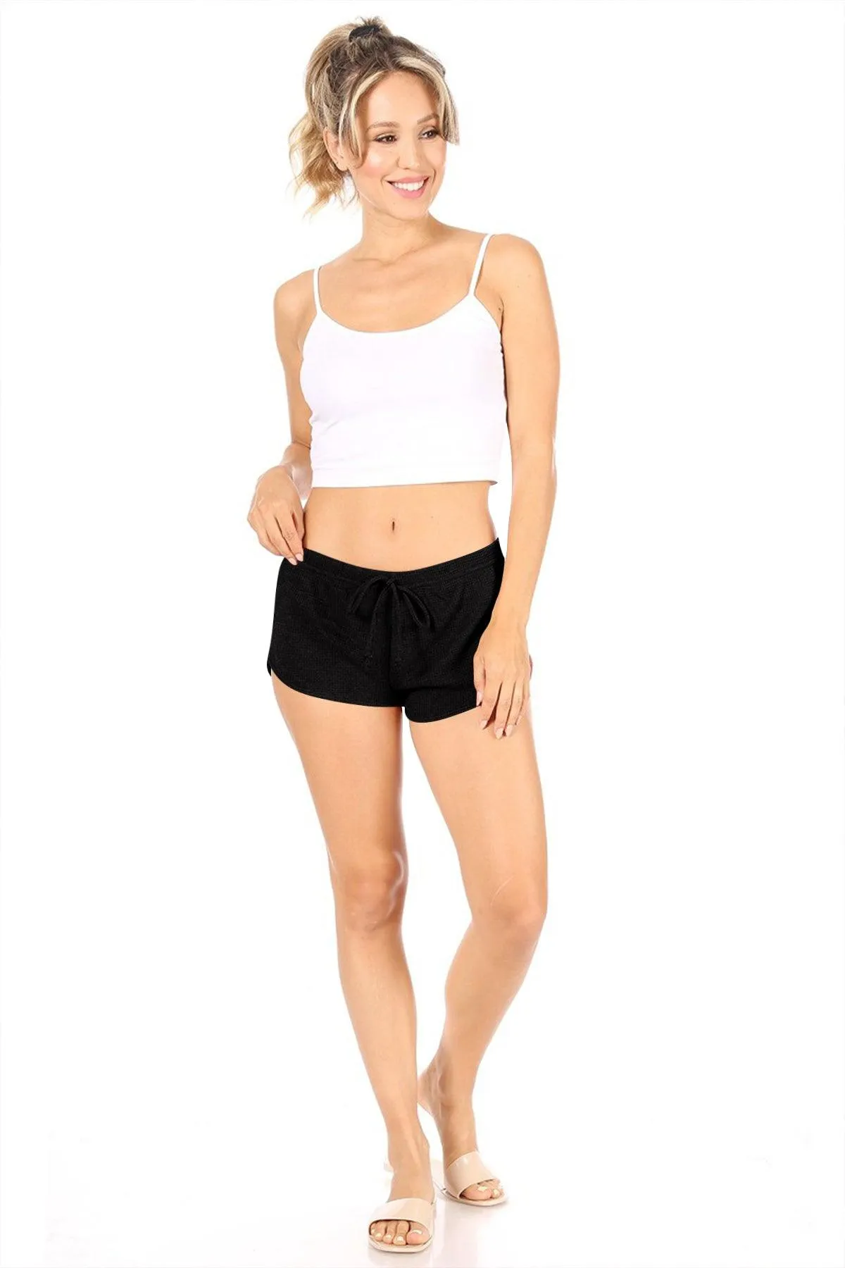 Women's Casual Drawstring Lightweight Textured Shorts Pants