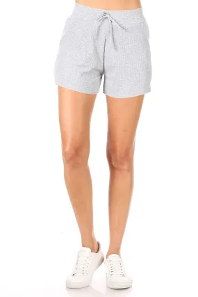 Women's Casual Drawstring Solid Knit Shorts Pants