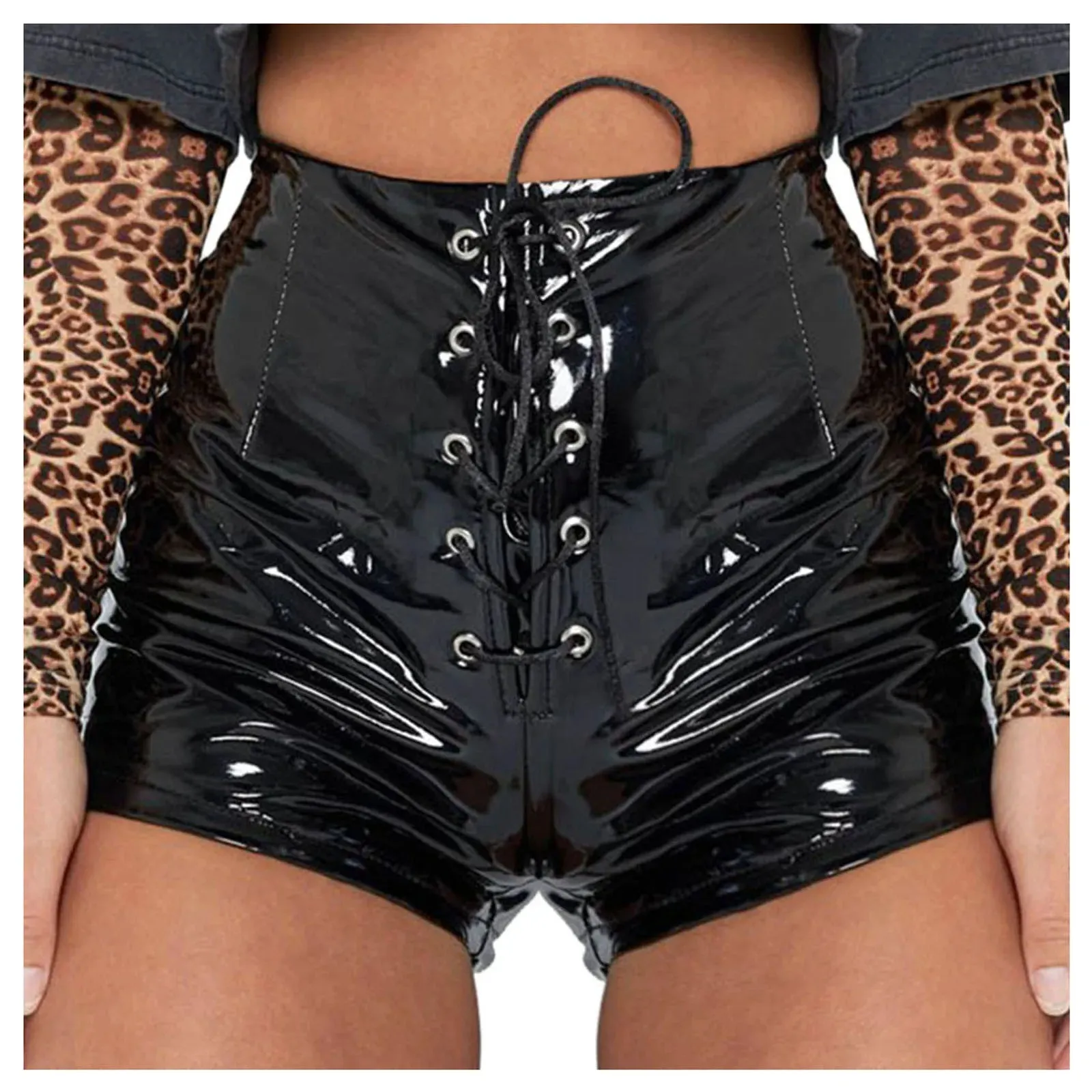 Women's High-Waisted Leather Shorts