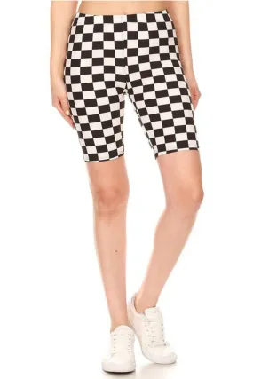 Women's Print Biker Shorts with Elastic Waistband