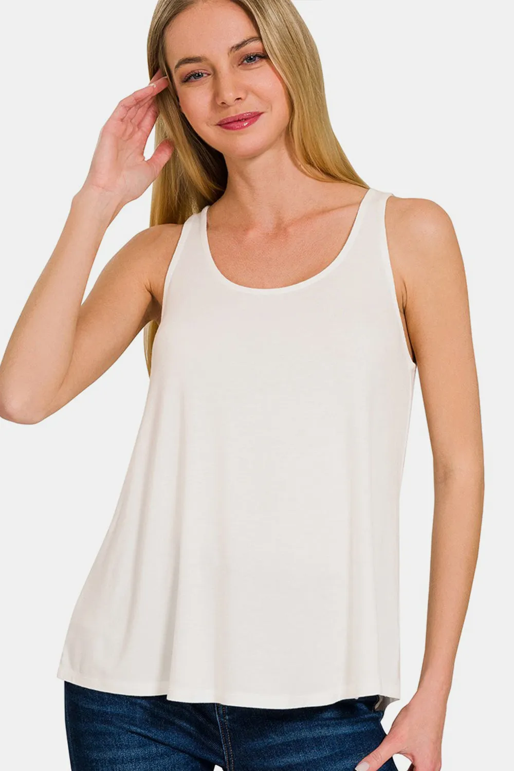 Zenana Round Neck Flowy Hem Tank